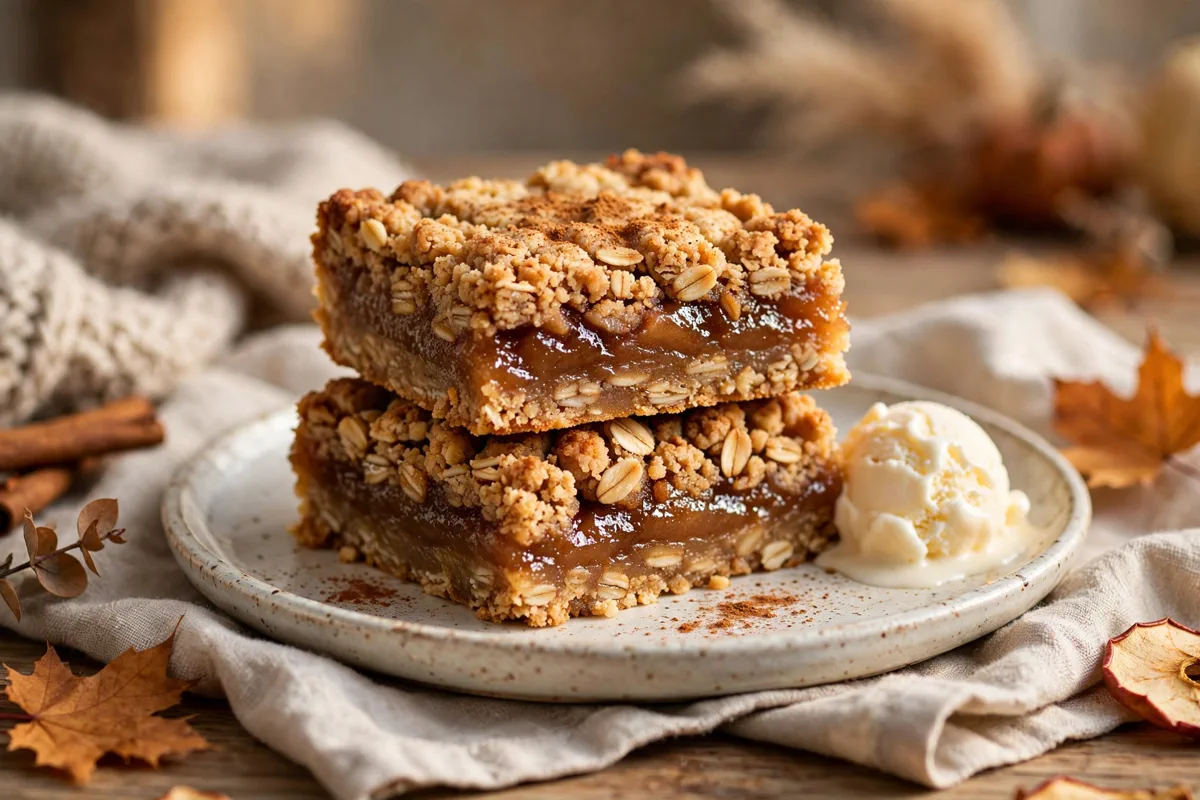Apple Butter Bars with Oat Crumble - plated
