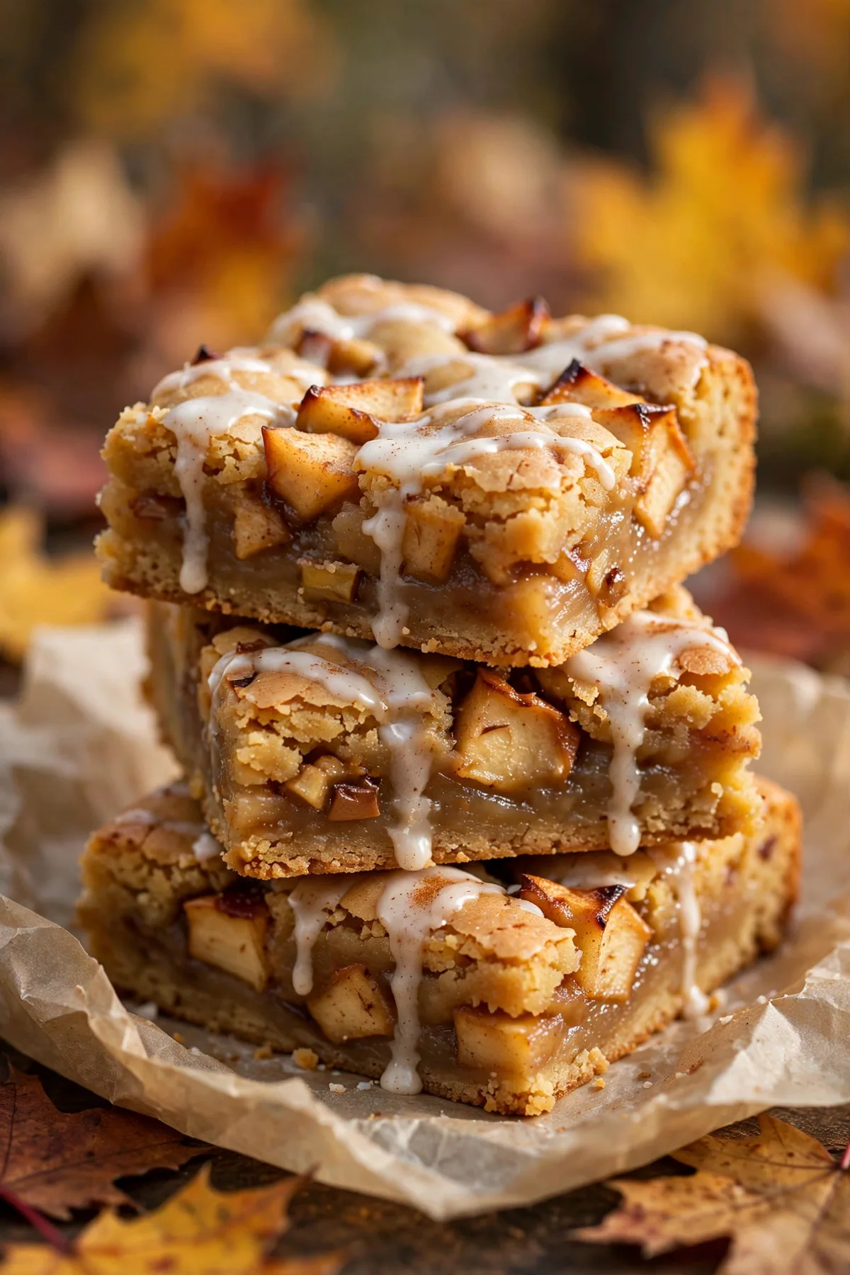 Brown Butter Apple Blondies with Cinnamon Glaze