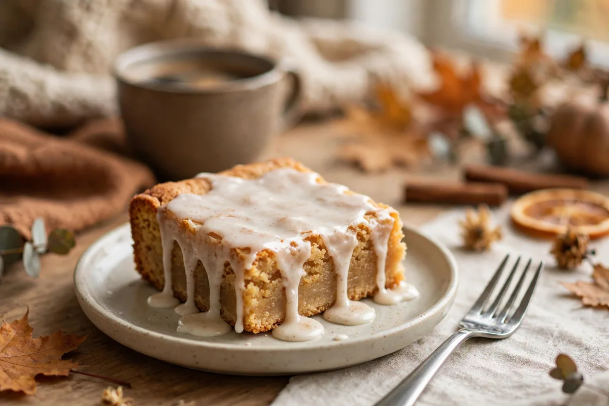 Brown Butter Apple Blondies with Cinnamon Glaze - plated