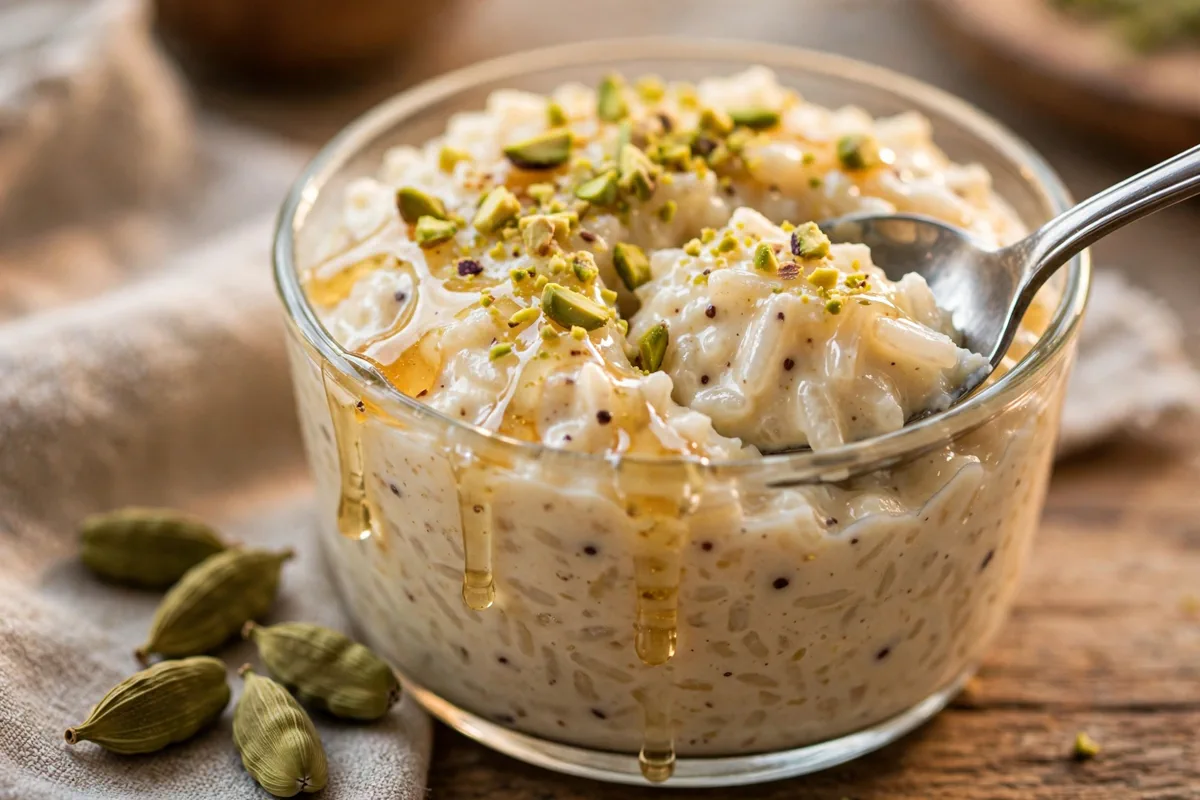 Cardamom Rice Pudding with Pistachios and Honey