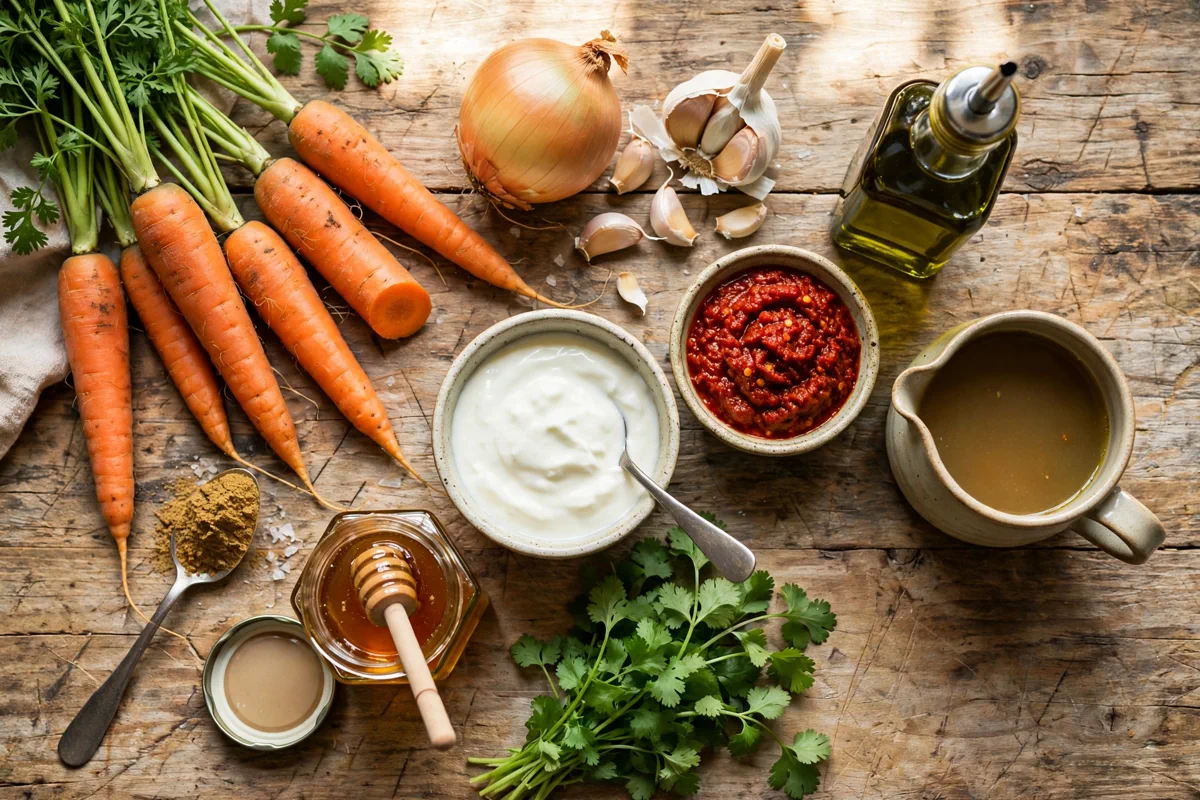 Roasted Carrot and Harissa Soup with Yogurt Swirl - prep