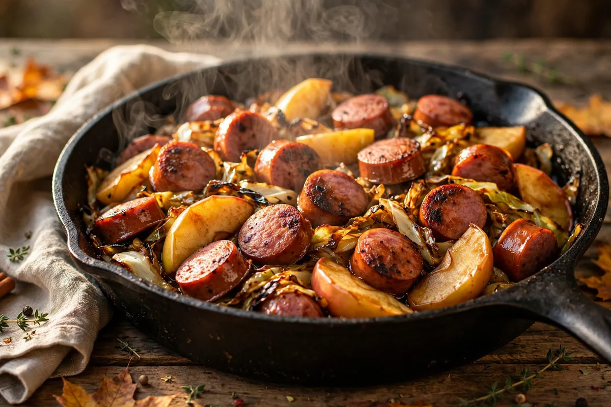 One-Pan Kielbasa with Apples and Cabbage (Fall Skillet)