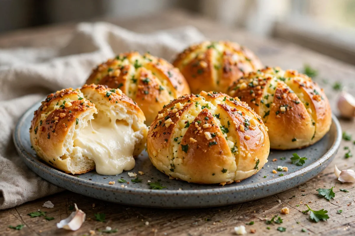 Korean Cream Cheese Garlic Bread (Street-Food Style) - plated