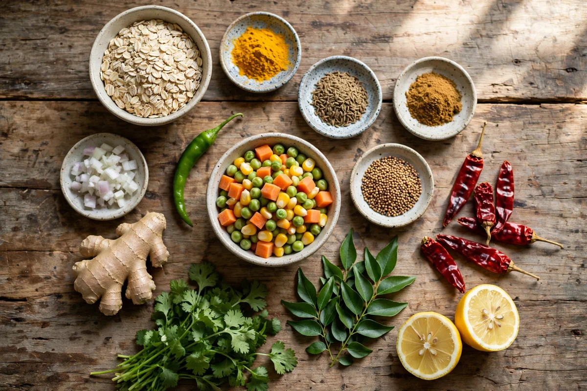 Masala Oats Recipe (Savory Indian-Spiced Oatmeal) - prep