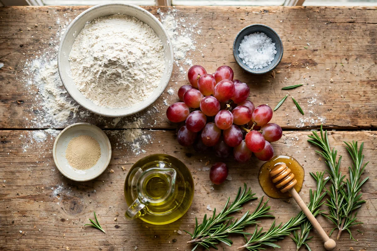 No-Knead Roasted Grape Focaccia with Rosemary - prep
