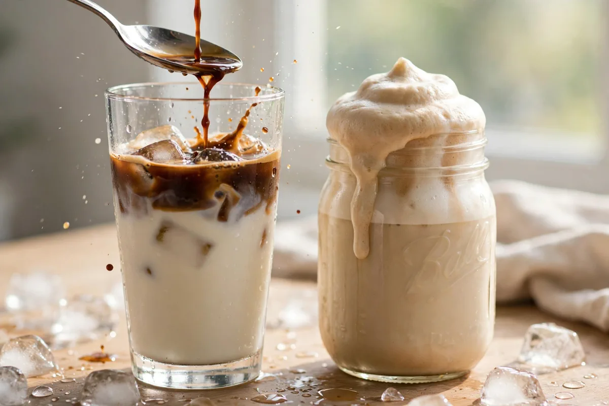Salted Maple Iced Coffee with Cold Foam - cooking
