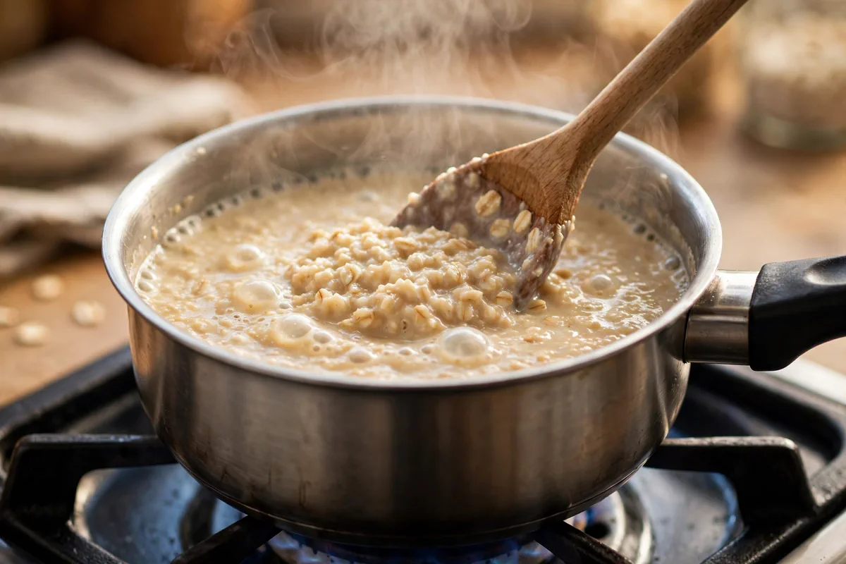 Savory Miso Oatmeal with Jammy Eggs and Chili Crisp - cooking