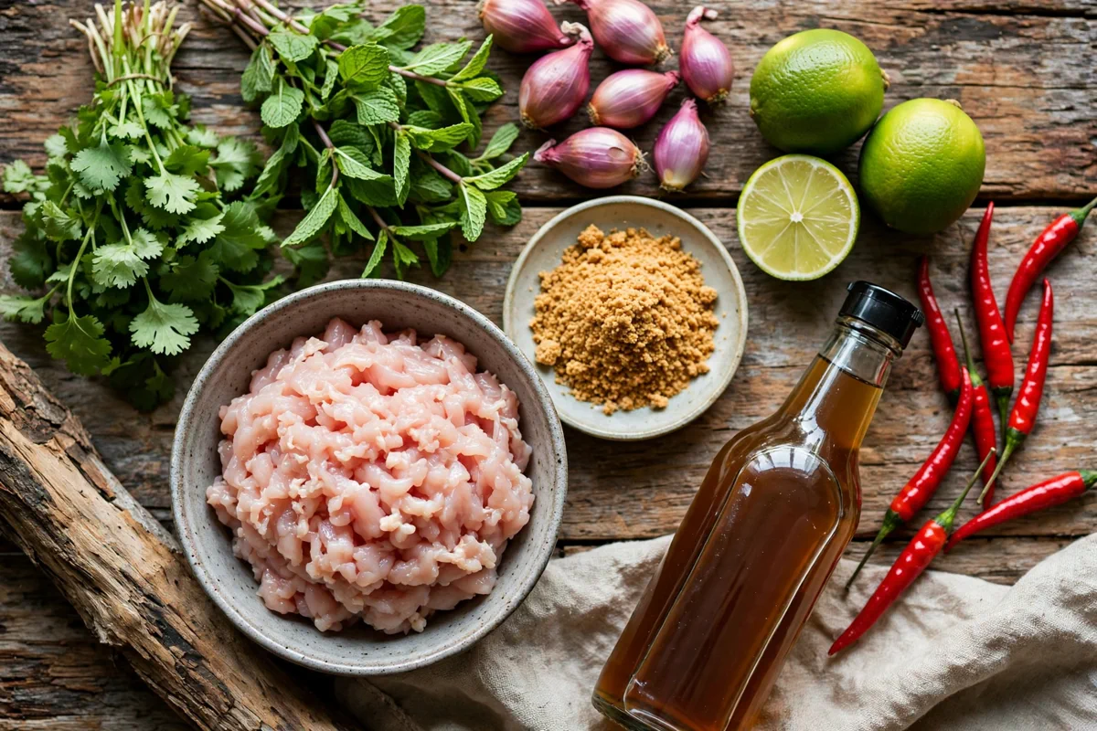Larb Gai (Thai Minced Chicken Salad) - prep